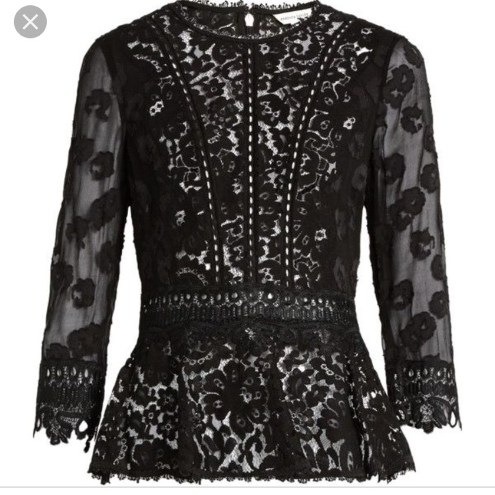 New Rebecca Taylor Lace peplum top - size 2